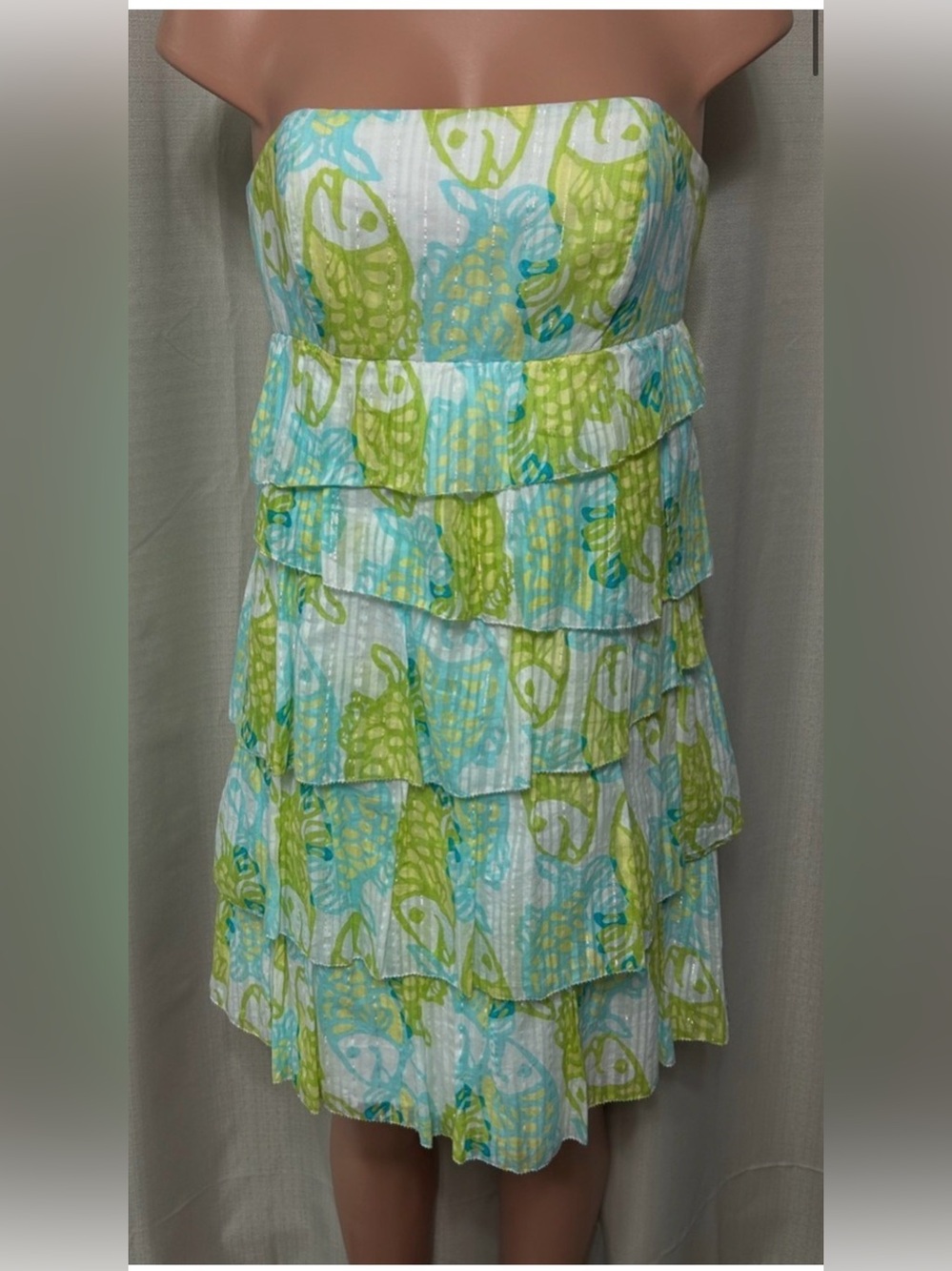 Lilly Pulitzer Arden Dress Off the Hook Fish Print Size 2